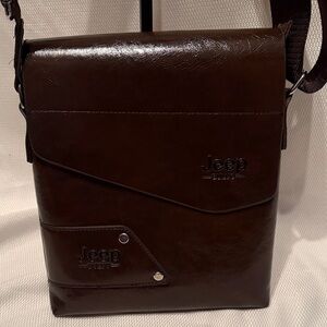 Jeep Rich Brown Leather Messenger Bag